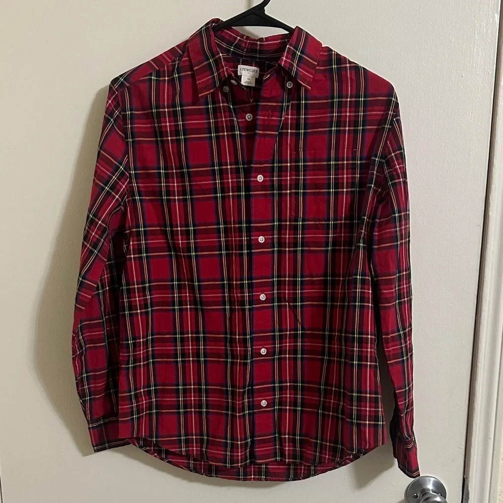 EUC Crewcuts Plaid Long Sleeve Button‎ Down Shirt size 14